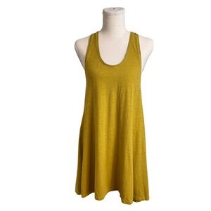 Eileen Fischer Yellow Hemp/Cotton Racerback Mini Dress XS Boho Lagenlook Resort